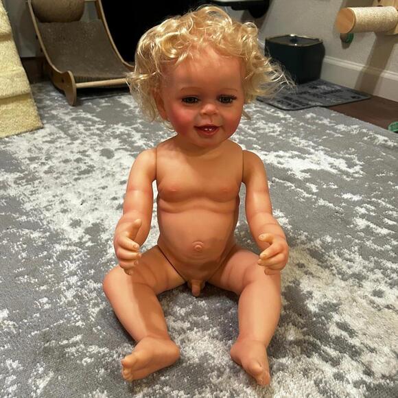 Blonde Full Silicone Vinyl Reborn Baby Boy Doll & Accessories (NWT) - Picture 8 of 8